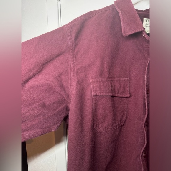 L.L. Bean Maroon 100% Cotton Traditional Fit Button Front Flannel Size XXL-Tall - Picture 2 of 15